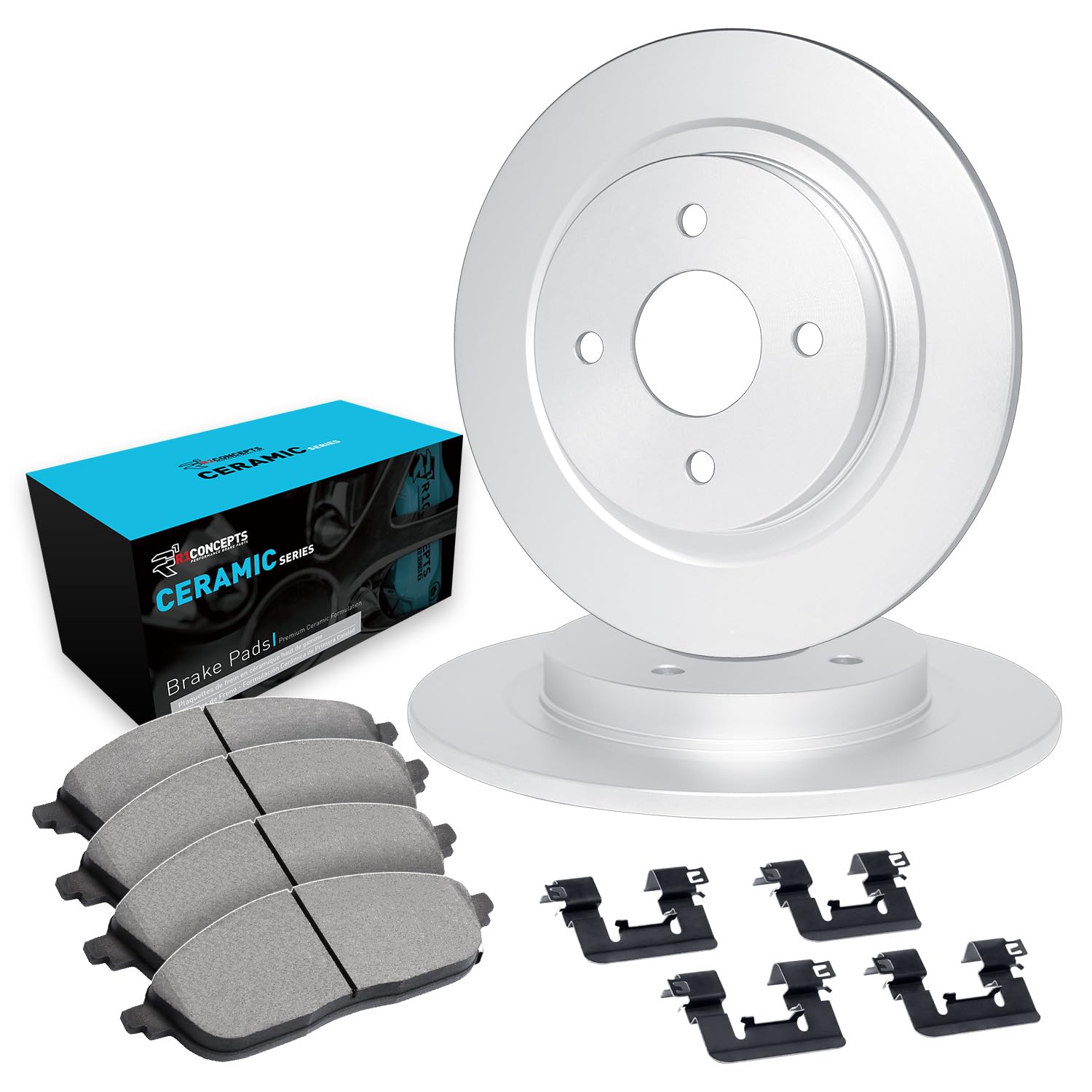 R1 Concepts Premium Front Brake Kit - Ceramic Brake Pads & Rotors with Hardware | Fits 1980-1983 Nissan 200SX | Smooth Stopping Power for City Driving & Highway Commutes