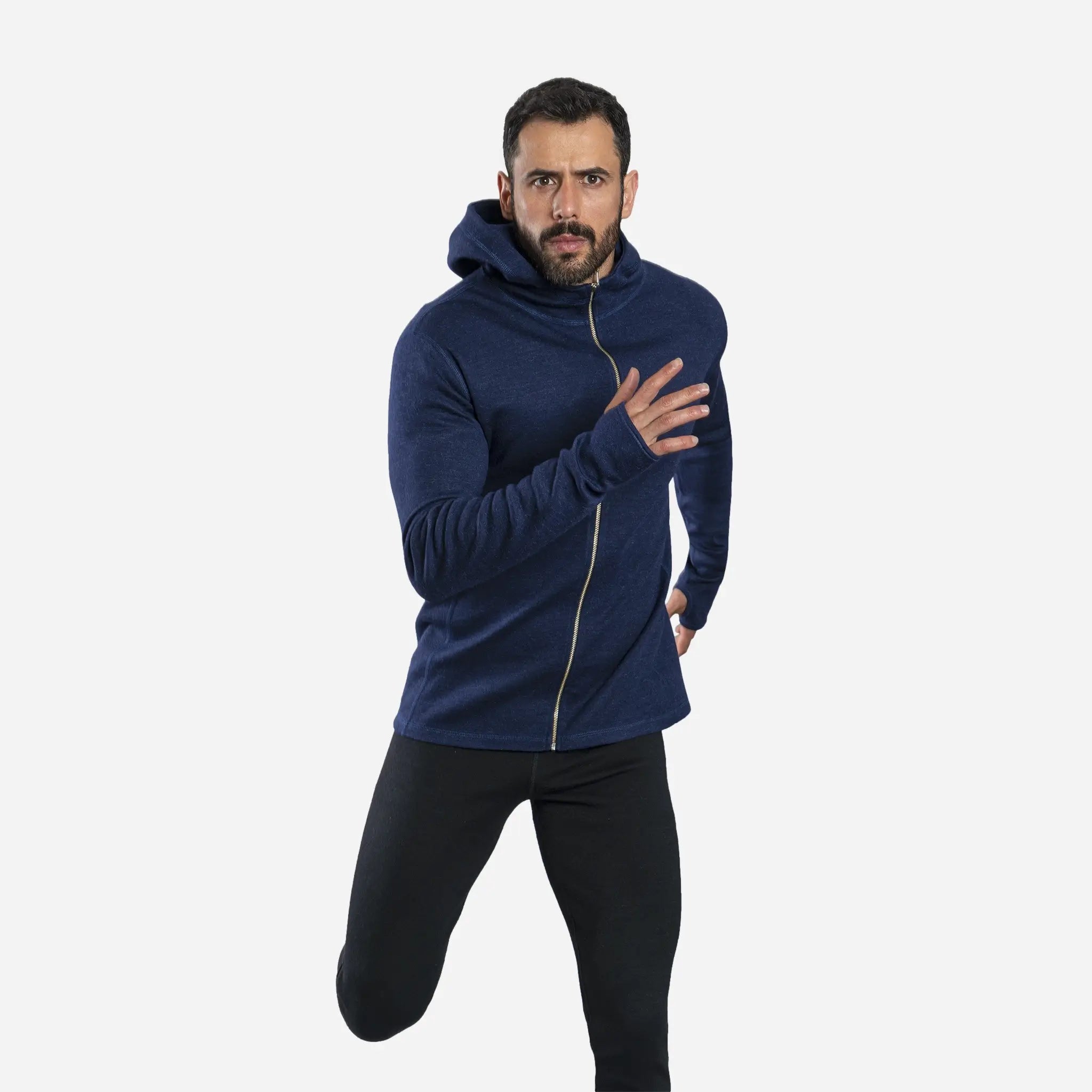 Men's Alpaca Wool Hoodie Jacket - 420 Midweight Full Zip Fleece Pullover for Outdoor Hiking & Winter Travel