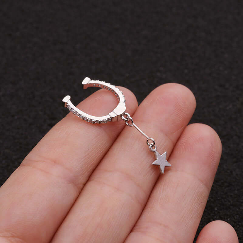 Dangle Star No Piercing Conch Ear Cuff - Trendy Non-Pierced Earring for Women | Perfect for Parties, Weddings & Everyday Fashion Accessories