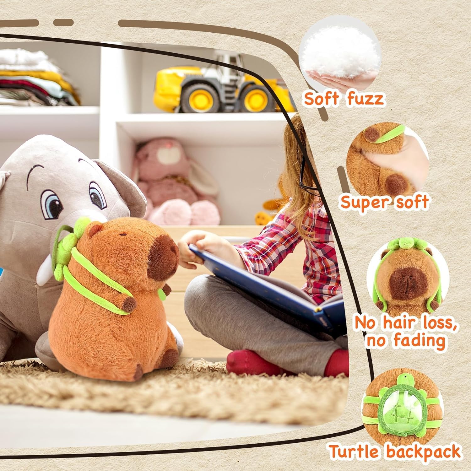 15-inch Soft Capybara Plush Toy - Cute Stuffed Animal Pillow with Carry Bag | Perfect Gift for Kids Birthday, Room Decor & Cuddling Companion