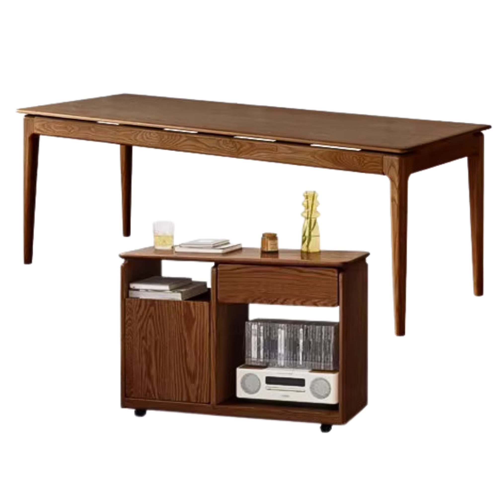 Premium Black Walnut & Ash Solid Wood Office Desk - Long Executive Work Table for Home & Business Use - Perfect for Modern Workspaces, Study Rooms & Office Decor