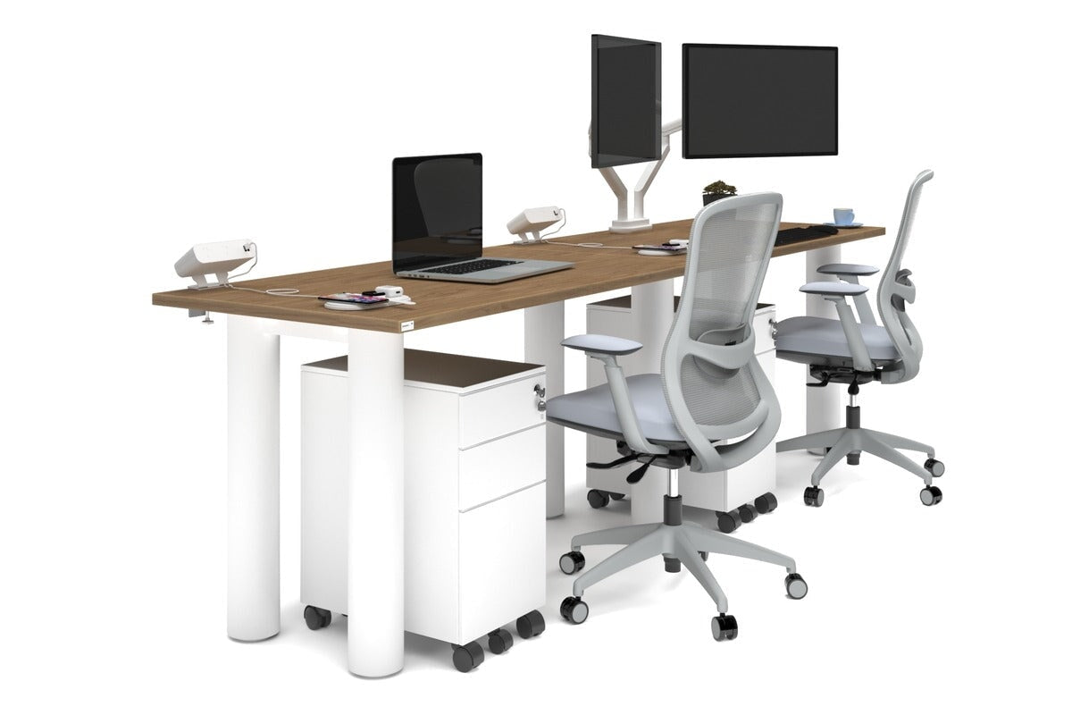 Quadro Cylinder Leg 2-Person Office Workstation Desk [1400L x 700W] - Perfect for Collaborative Workspaces & Home Offices