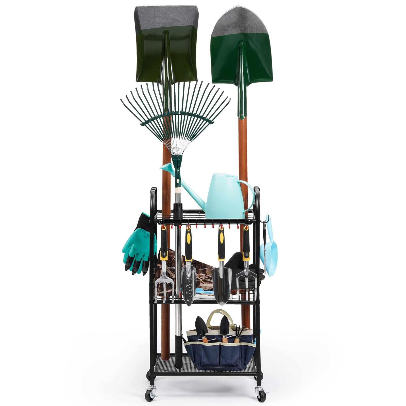Uboway Rolling Tool Organizer for Garage - Heavy Duty Tool Storage Cart with Wheels for Garage, Shed, Basement & Outdoor Use - Easy Assembly Black Tool Stand for Garden Equipment & Workshop Organization