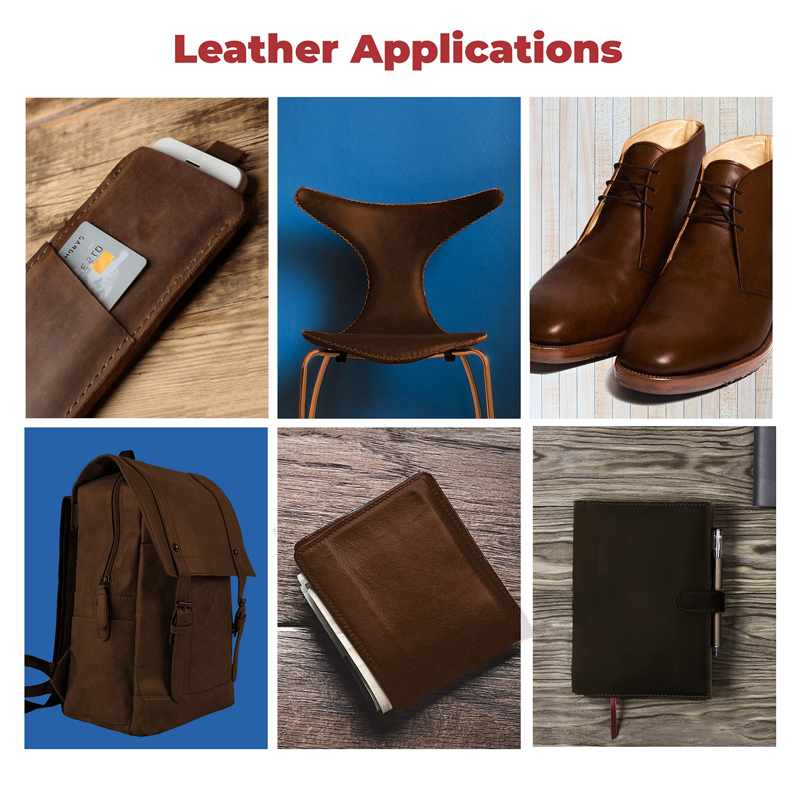 Premium 5-6 oz (2-2.4mm) Full Grain Bourbon Brown Cowhide Leather Scraps - 8 LB Oil-Tanned European Leather for DIY Crafts, Jewelry Making, Handmade Accessories & Leatherworking Projects - Perfect for Wallets, Belts, Keychains & Home Decor