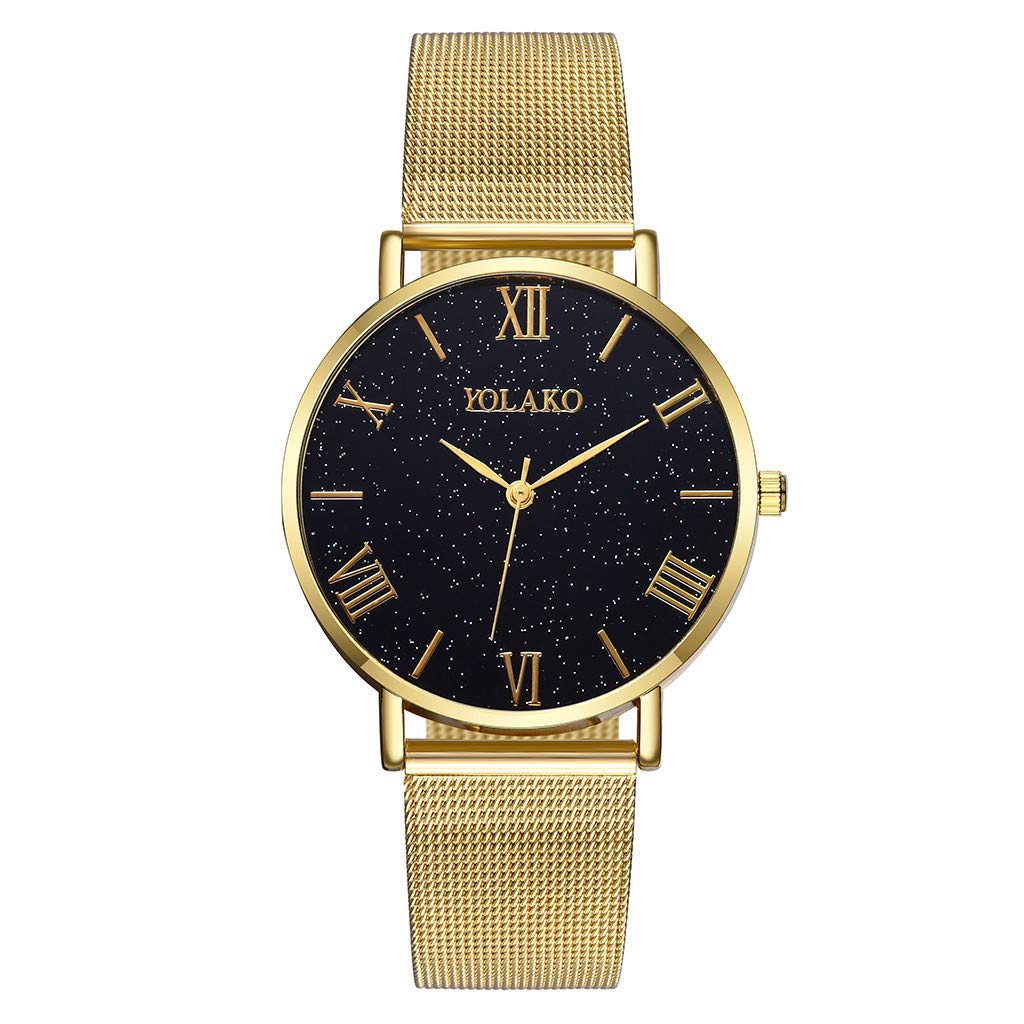 Evangelia.YM Women's Business Watch - Roman Dial Quartz Wristwatch with Steel Mesh Band for Office & Gifting