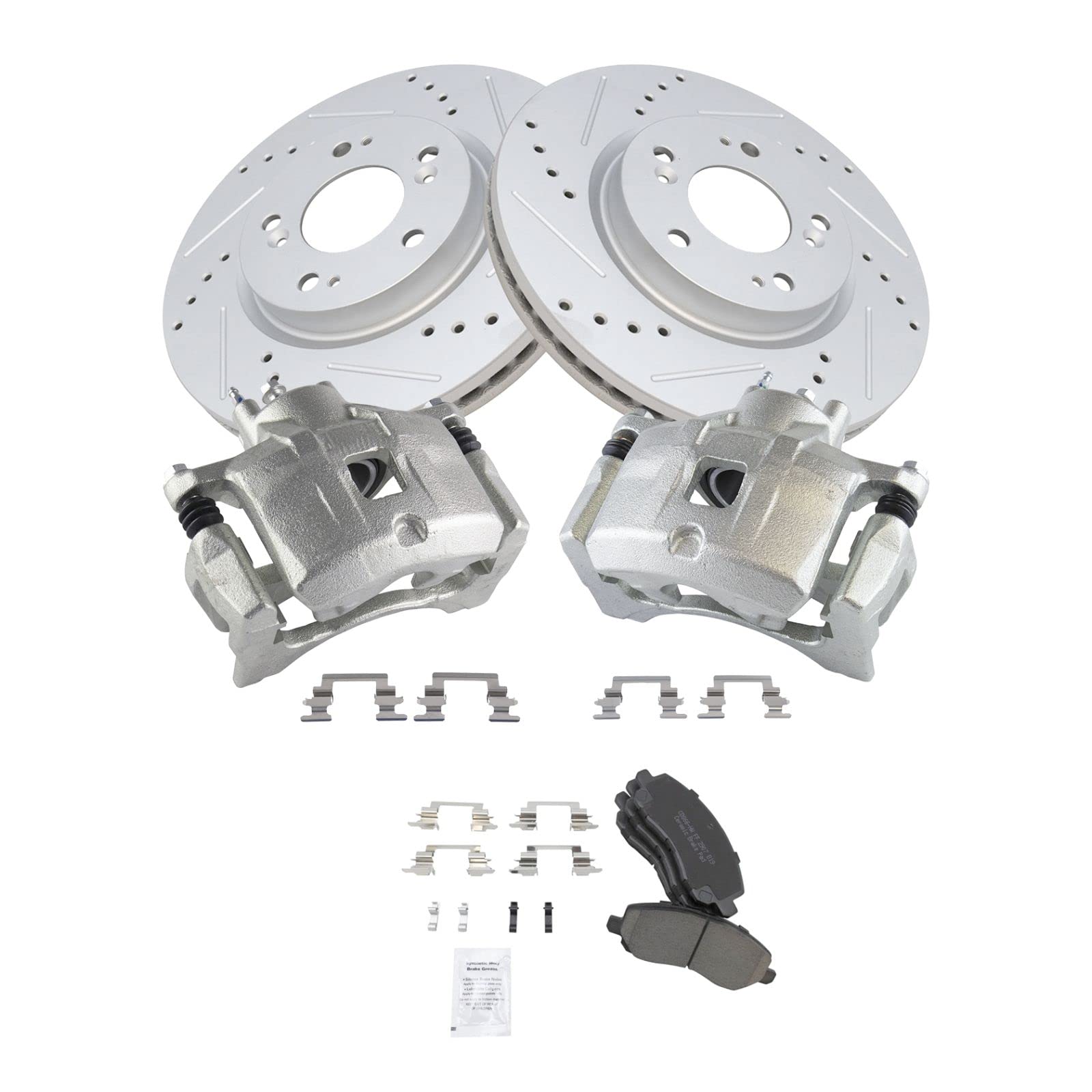 High-Performance Front Metallic Brake Pads & Rotors with Caliper Kit for Chrysler Dodge Jeep - Perfect for Off-Roading, Towing & Daily Driving