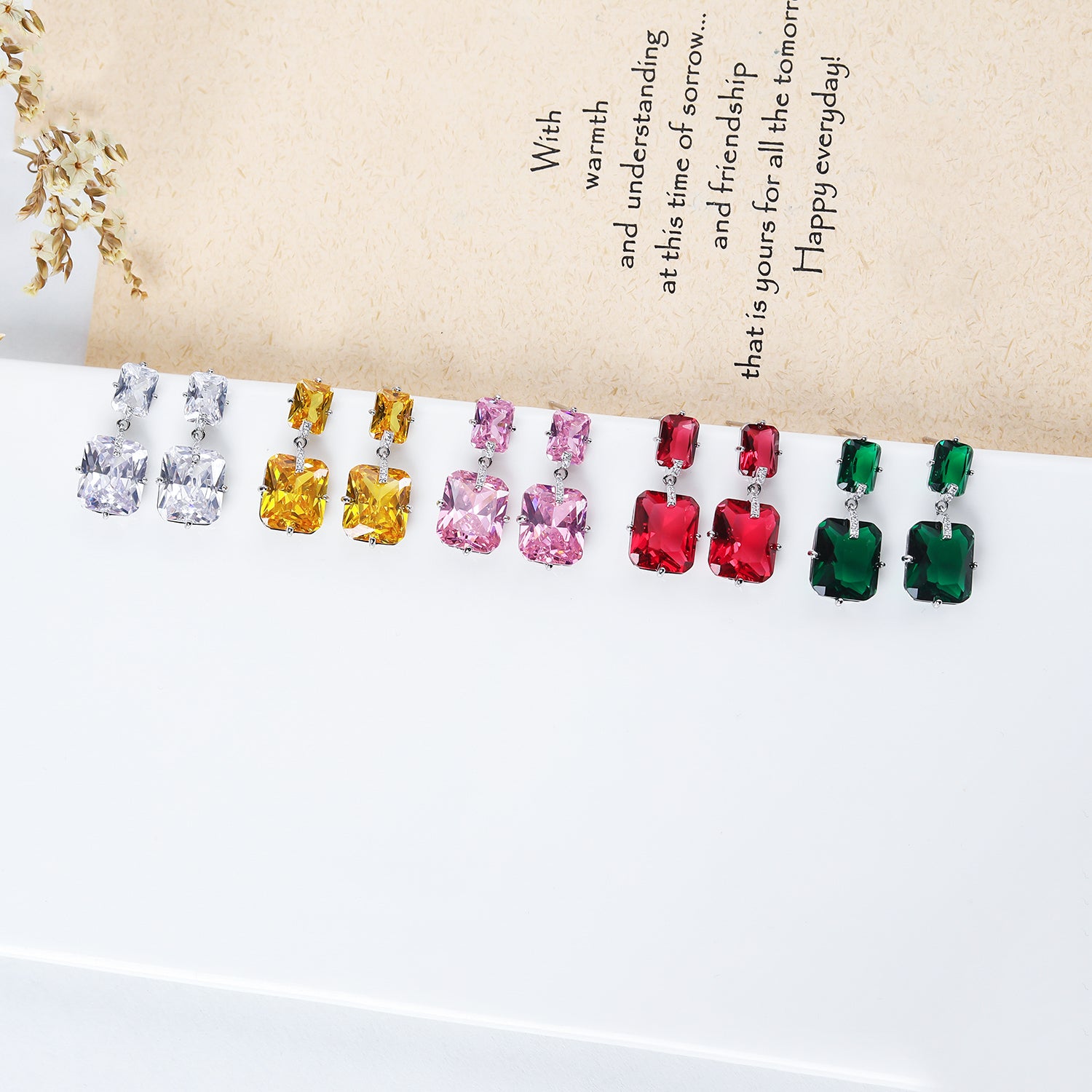 New Square Cubic Zircon Drop Wedding Earrings for Women - Elegant Bridal Jewelry Accessories - Perfect for Weddings, Parties & Special Occasions