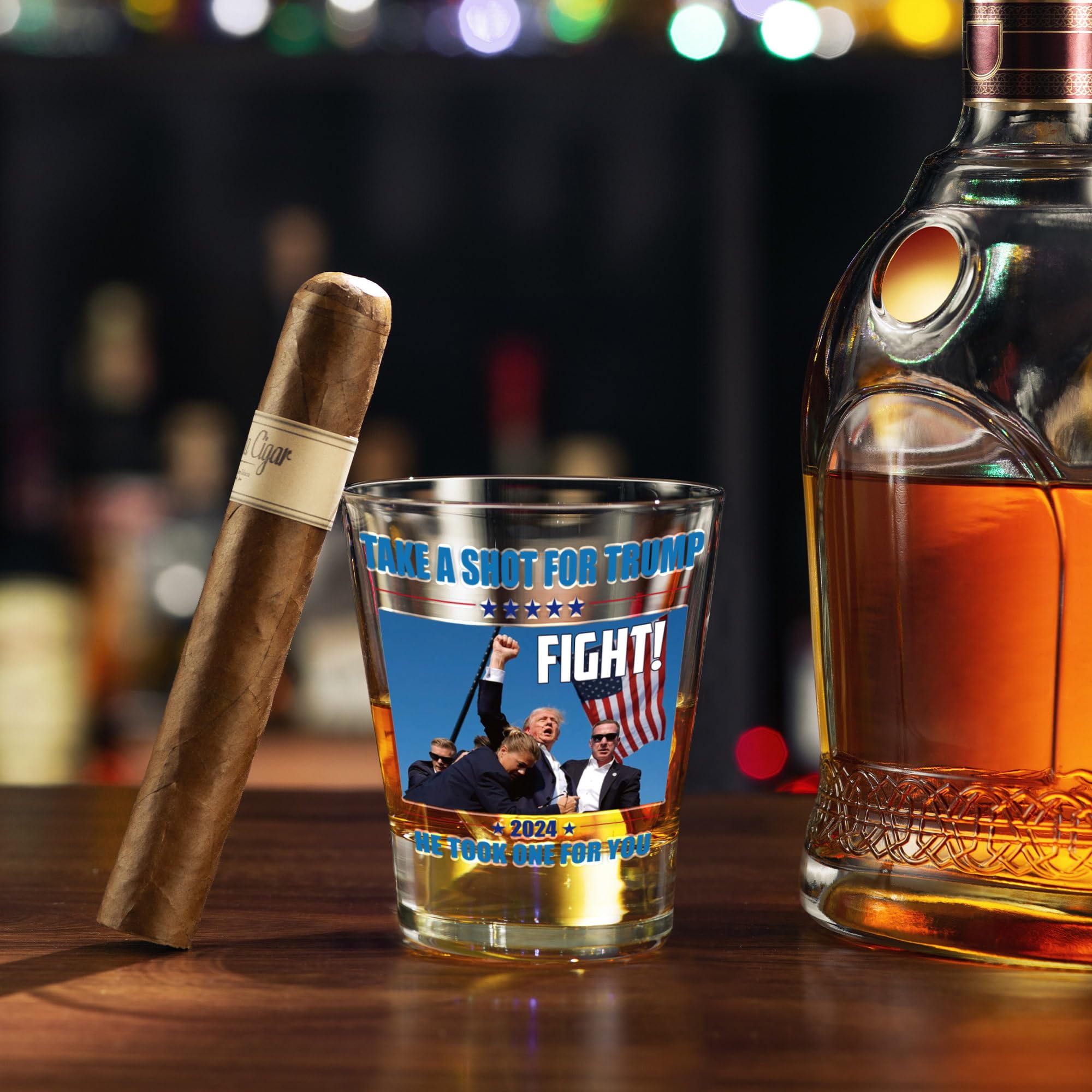 Trump Shot Glass 2-Pack - Never Surrender Shot Glasses with Fist Pump Design, Political Collectible & Novelty Gift for Trump Supporters - Perfect for Housewarming, Birthday Parties, Political Events & Bar Decor