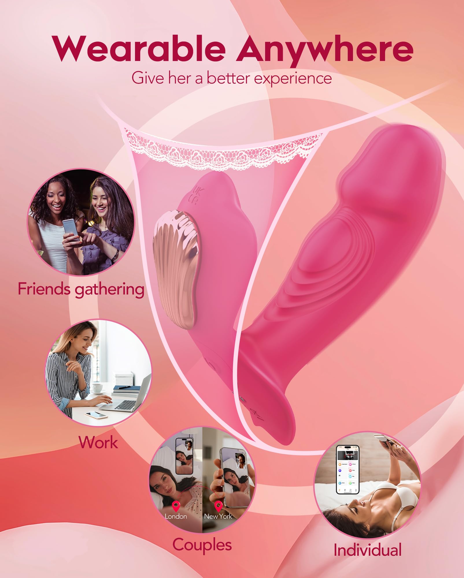UTIMI App Controlled Wearable G Spot Vibrator - 9 Vibration & Tapping Modes, Remote Control Panty Vibrator for Women, Clitoral Stimulator Sex Toy for Couples Play | Perfect for Long Distance Relationships & Spicy Bedroom Games