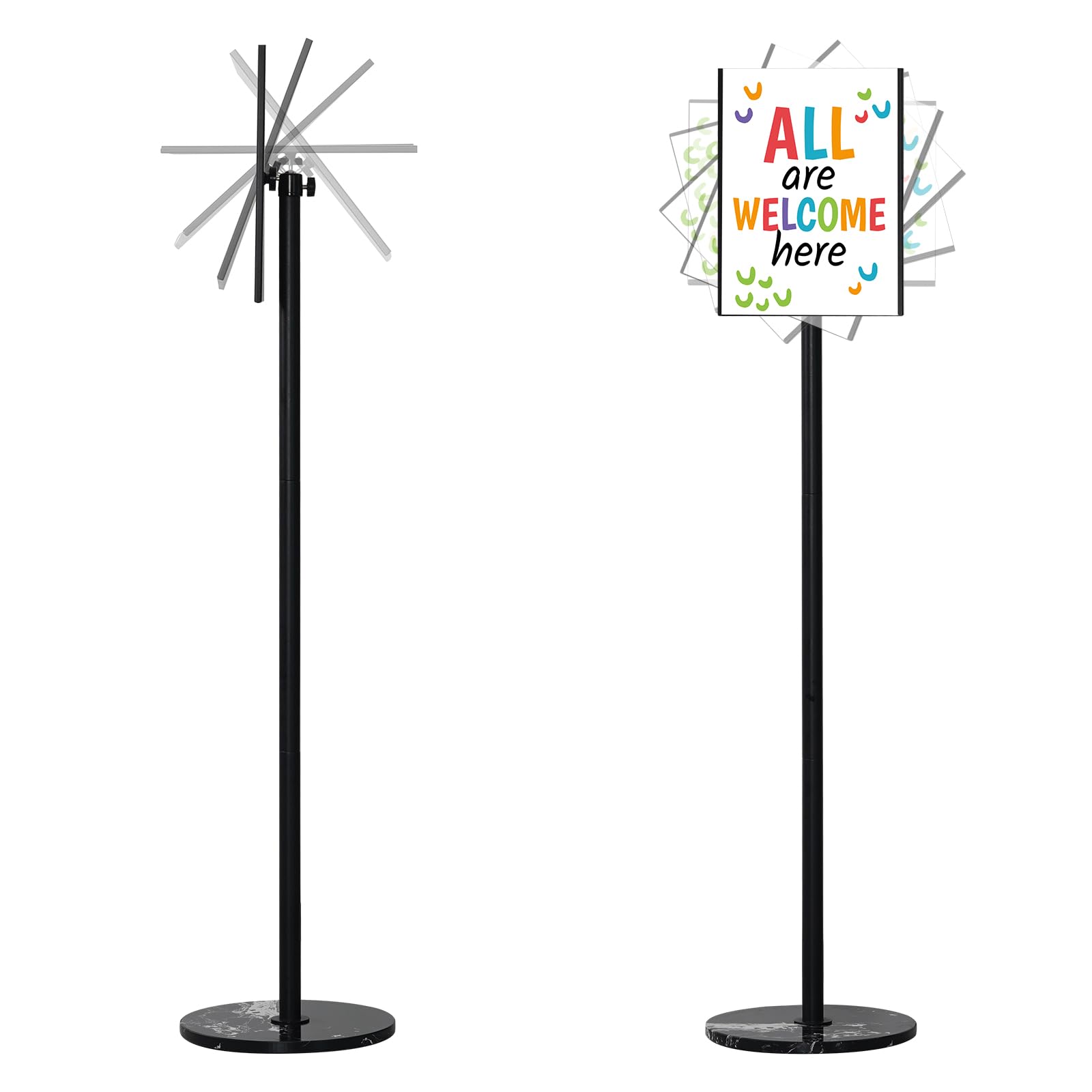 Floor Sign Holder Stand - 8.5 x 11 Inches Marble Base Display Stand for Vertical & Horizontal Posters - Perfect for Retail Stores, Business Shows & Event Signage - Black