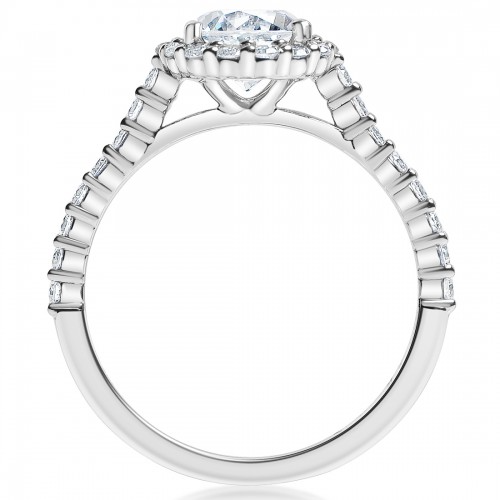 Elegant Scalloped Halo Engagement Ring - 14K White Gold Diamond Wedding Band - Perfect for Proposals, Anniversaries & Romantic Occasions