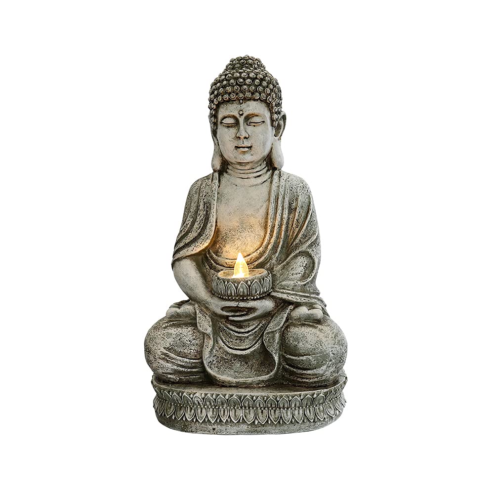 Solar Buddha Statue Light - Outdoor Garden & Patio Decor with Meditation Sitting Buddha Design | Perfect for Zen Gardens, Pathways, and Relaxation Spaces
