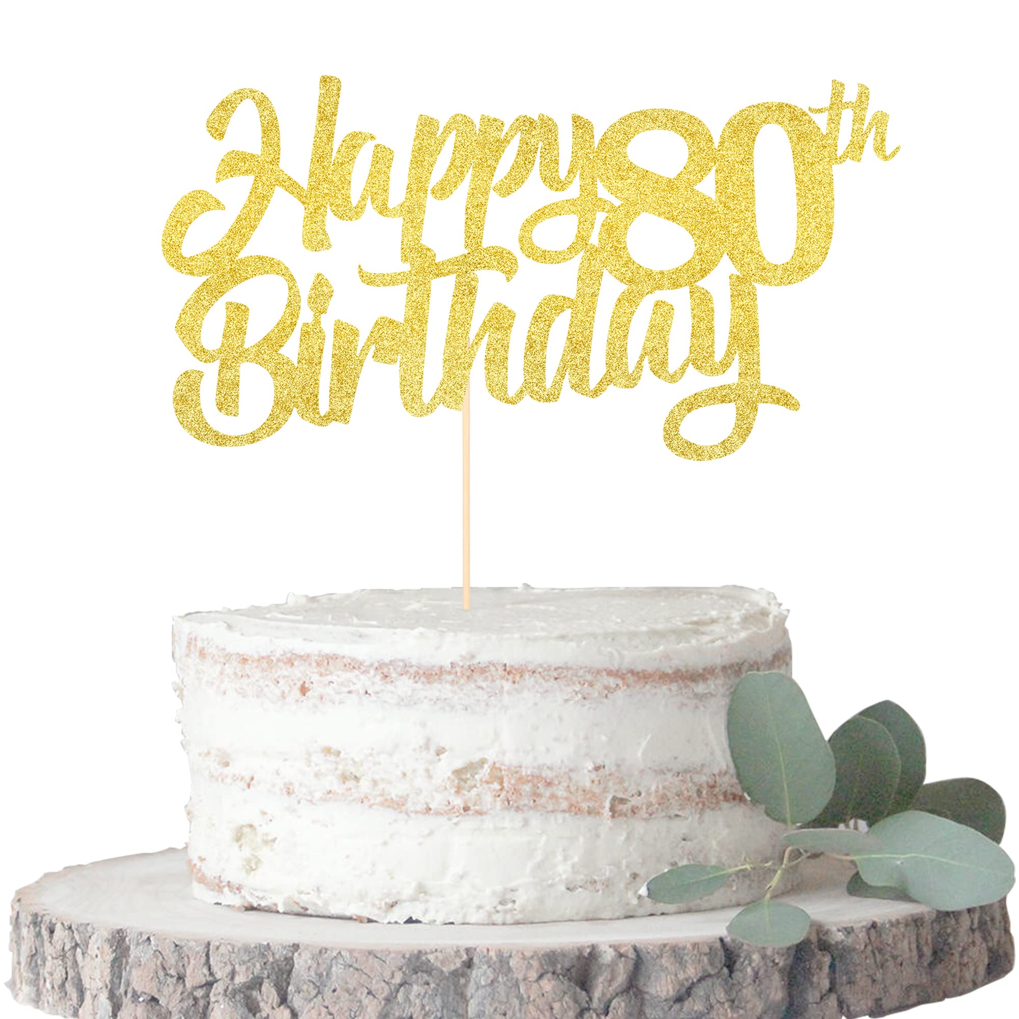 1 Pack Gold Glitter 80th Birthday Cake Topper - Cheers to 80 Years Cake Decorations for 80th Birthday Party Supplies | Perfect for Milestone Celebrations, Retirement Parties & Anniversary Decor
