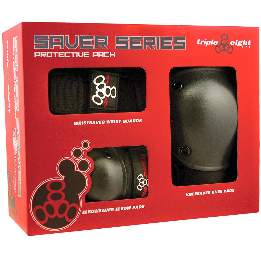 T8 Saver High Impact Protective Gear Set (3-Pack) - Black - Essential Safety Equipment for Skateboarding, Rollerblading & Extreme Sports