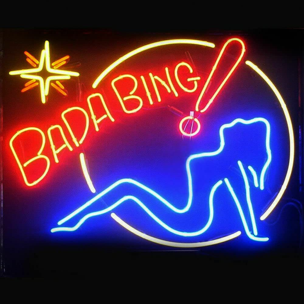 Queen Sense 20x16 Inch Bada Bing Girl Neon Sign Light - Vintage Beer Bar Decor, Man Cave Wall Art, Pub Neon Lamp Gift (A120BBGCB) - Perfect for Home Bars, Game Rooms & Retro Themed Parties