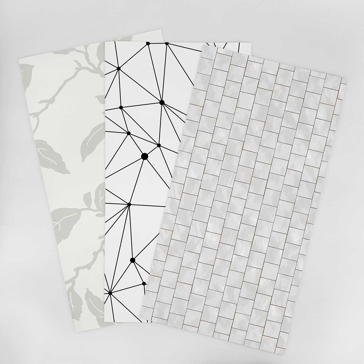 Black and White Bathroom Wallpaper Sample - Gray & Neutral Tones 002 - Peel & Stick Removable Wallpaper for Bathroom, Powder Room, Laundry Room Decor