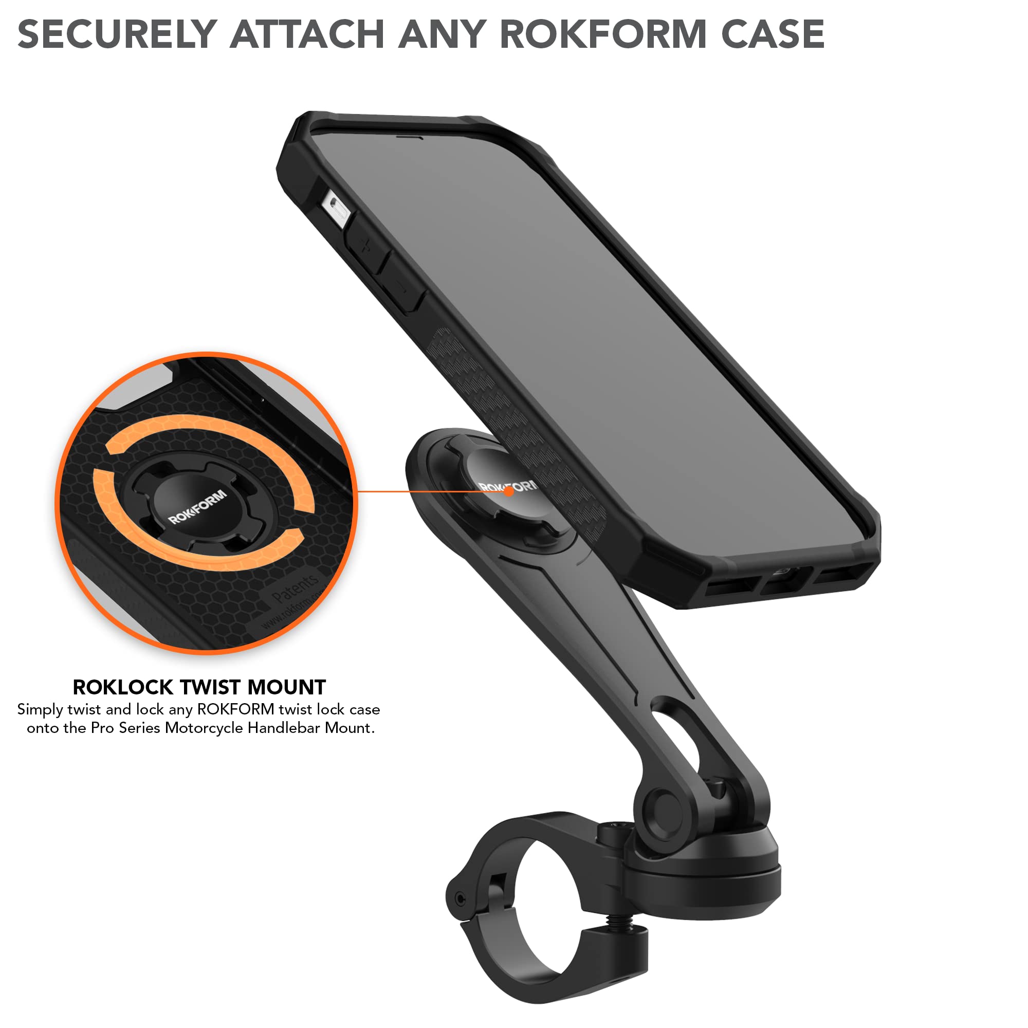 Rokform Crystal Clear Case for iPhone 13 Pro Max with Motorcycle Handlebar Mount - Shockproof Protective Phone Cover for Biking, Commuting & Outdoor Adventures