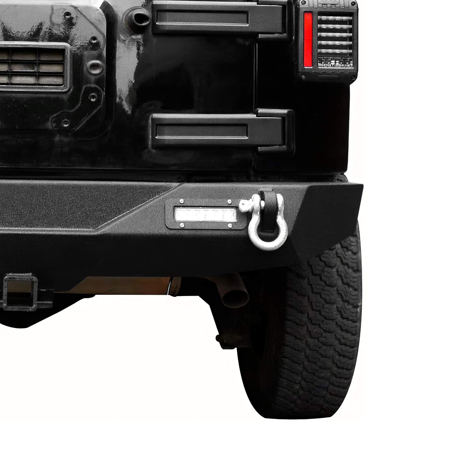 LEDKINGDOMUS Black Front & Rear Bumper with 4X LED Lights for 2007-2018 Jeep Wrangler JK & Unlimited - Winch Plate, D-Rings, 2