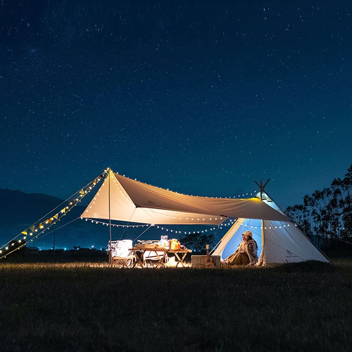 3-Person Pyramid Camping Tent with Double Door Ventilation - Lightweight Tipi Pagoda Tent for Outdoor Picnic, Party & Travel - Perfect for Adults, Hiking & Backpacking Adventures