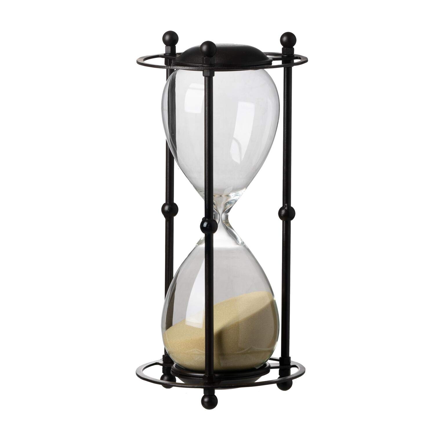 A&B Home 1 Hour Glass Sand Timer with Wooden Stand - 6x13 Inches - Tan Color for Kitchen, Classroom, Board Games & Meditation Timer