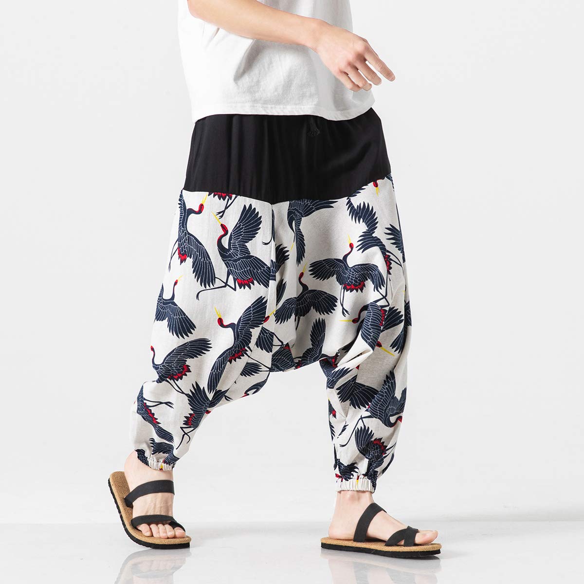 Seidarise Men's Harem Pants - Drop Crotch Lounge Pants, Plus Size Genie Pants for Yoga, Jogging & Casual Wear | Comfortable Balloon Pants for Meditation, Workout & Home Relaxation