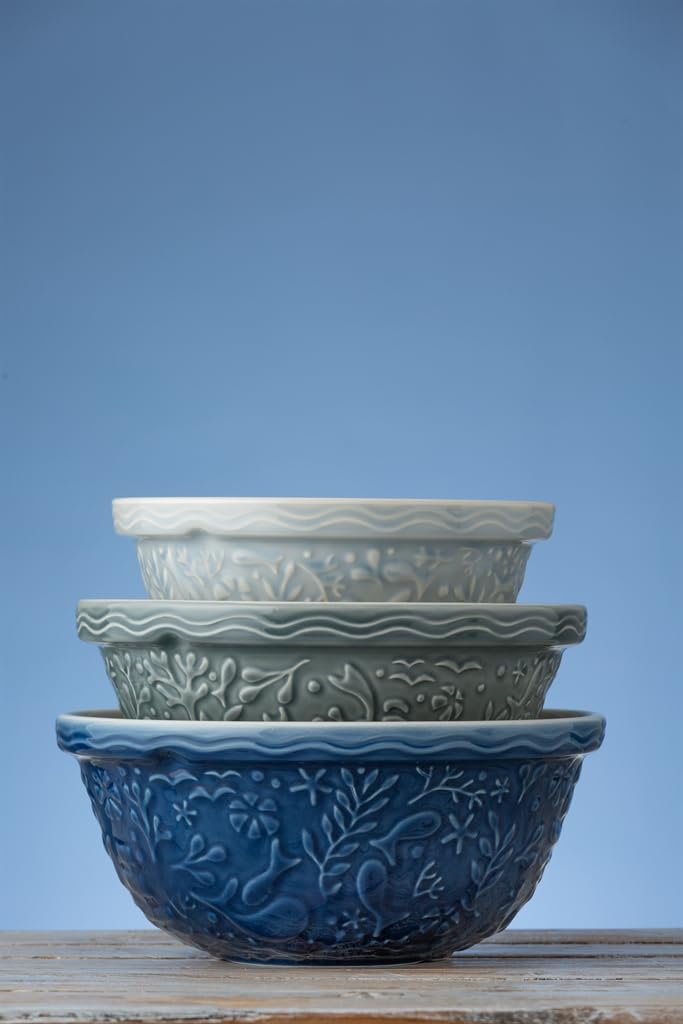 Mason Cash Nautical Collection Mixing Bowl - 12-Inch Ceramic Baking Bowl with Non-Slip Base | Perfect for Baking, Mixing Dough & Kitchen Decor