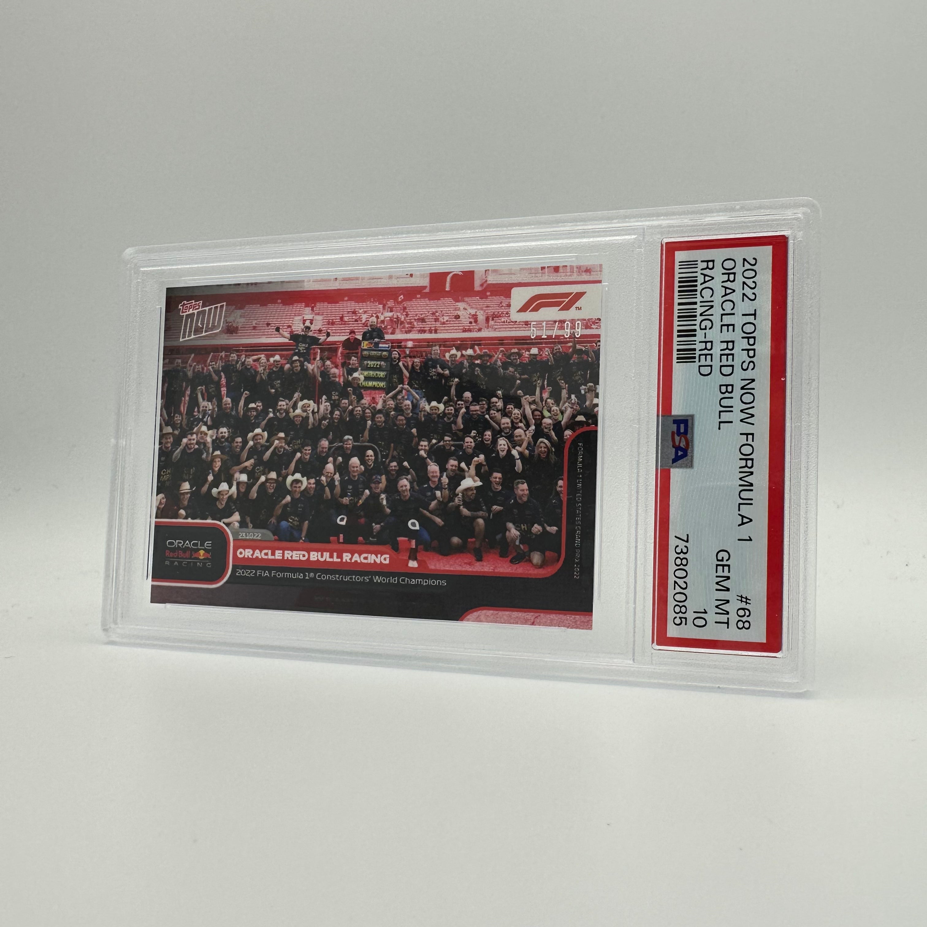 PSA 10 51/99 ORACLE RED BULL RACING #68 Trading Card - Rare Collectible for F1 Fans & Sports Memorabilia Enthusiasts - Perfect for Display, Investment & Racing Memorabilia Collections