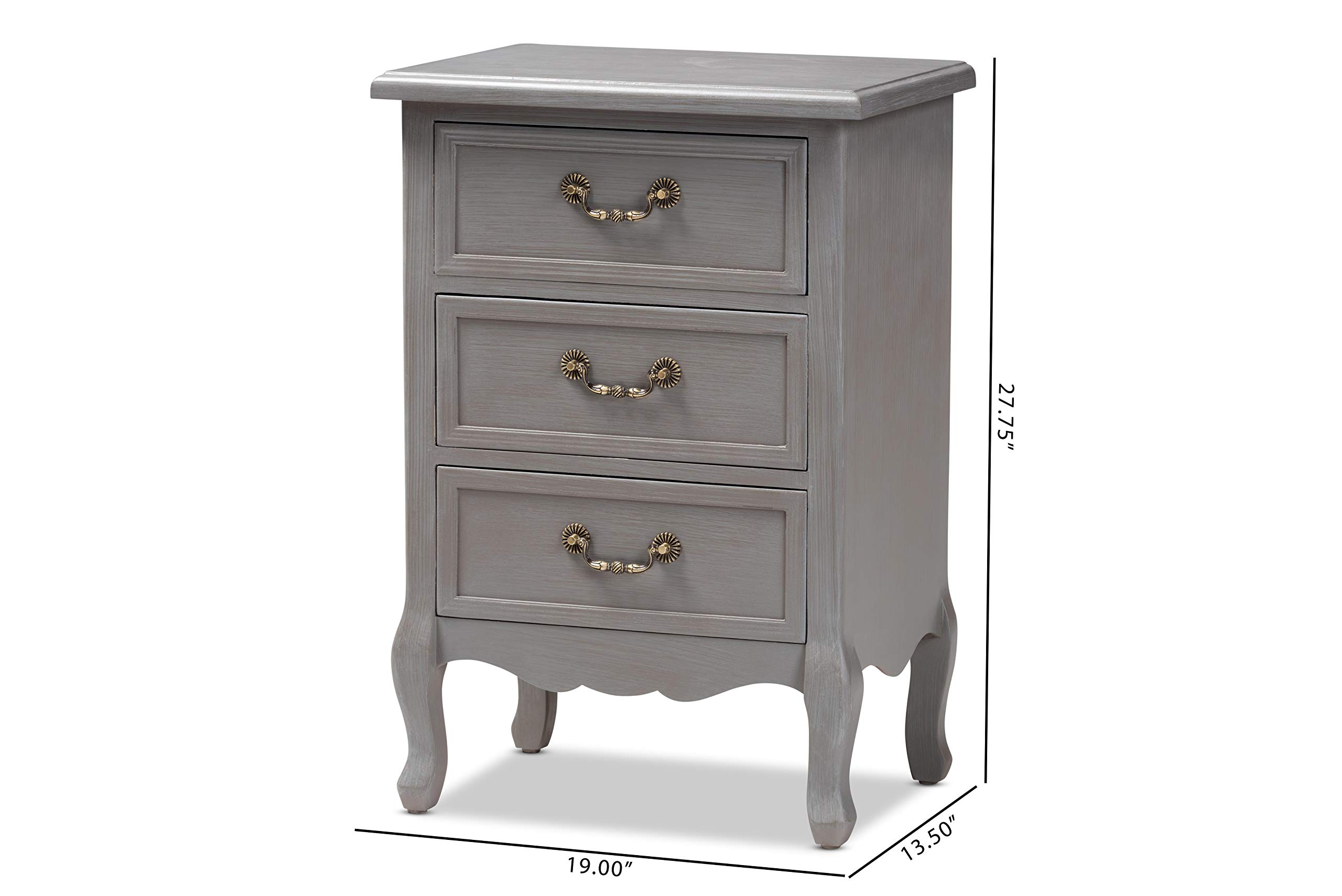 Baxton Studio Modern Nightstand with Drawer - Gray Bedside Table for Bedroom, Living Room & Guest Room - Stylish and Functional Night Stand with Storage