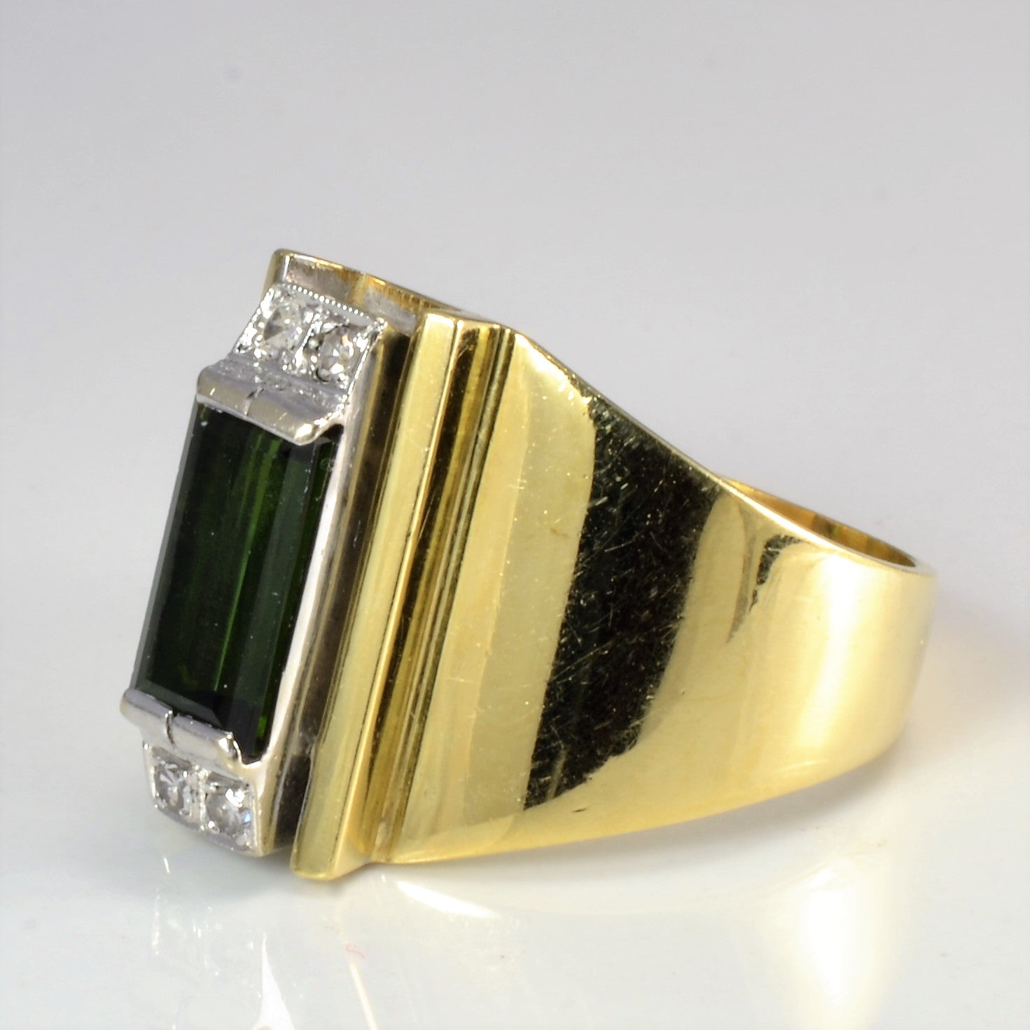 Exquisite Semi Bezel Tourmaline & Diamond Ring | 0.06 ctw | Size 8 | Elegant Jewelry for Women | Perfect for Engagement, Anniversary & Special Occasions