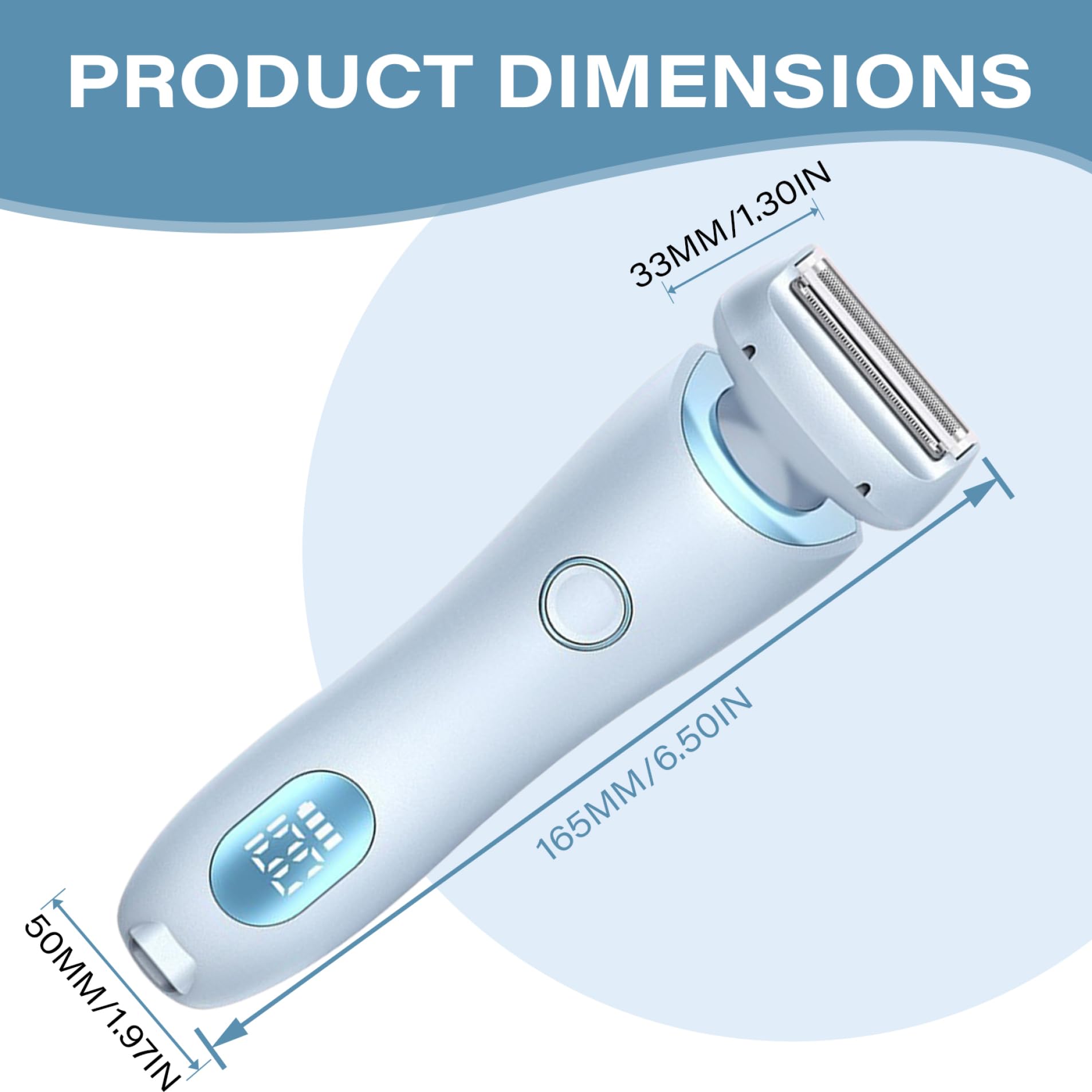 Women's Electric Shaver - 3-Blade Painless Hair Trimmer for Bikini, Underarm, Legs & Body | Waterproof, Rechargeable, LED Power Display | Dry & Wet Use | Portable for Travel, Gym & Home Care
