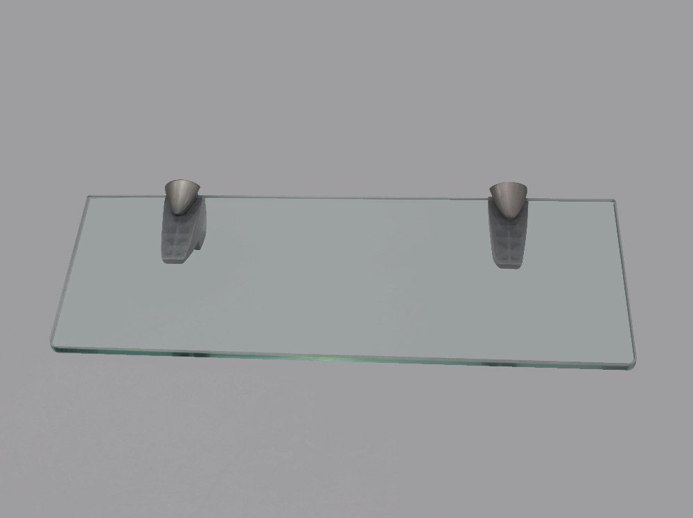 XVL 14-Inch Brushed Nickel Bathroom Glass Shelf - GS3004A-G - Perfect for Shower, Vanity & Bathroom Organization