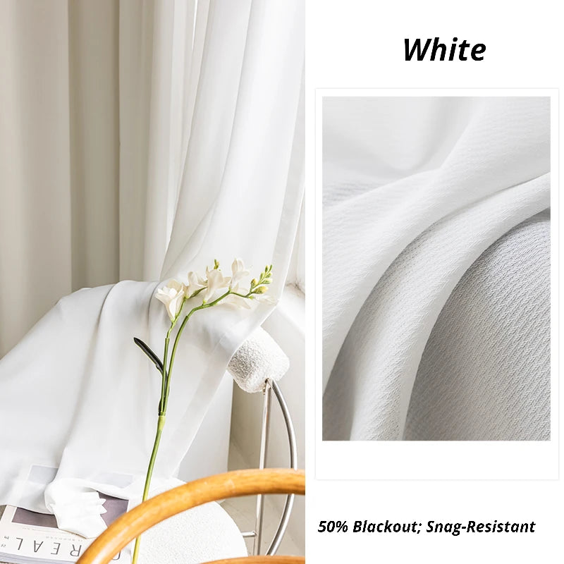 Evelyn Snag-Resistant Chevron Textured Gauze Privacy Curtain - Light Filtering Custom Window Treatment for Bedroom & Living Room