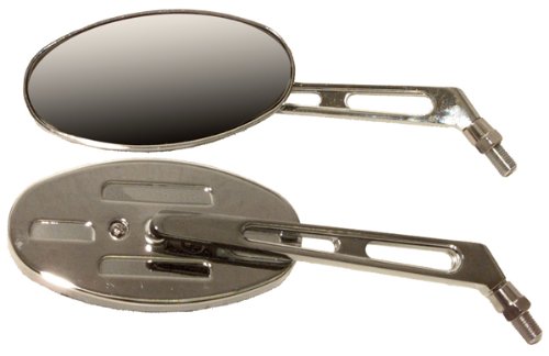Emgo Billet Aluminum Oval Mirrors - Short Stem for Motorcycles, Cruisers & Choppers - Durable & Sleek Design for Enhanced Visibility & Style