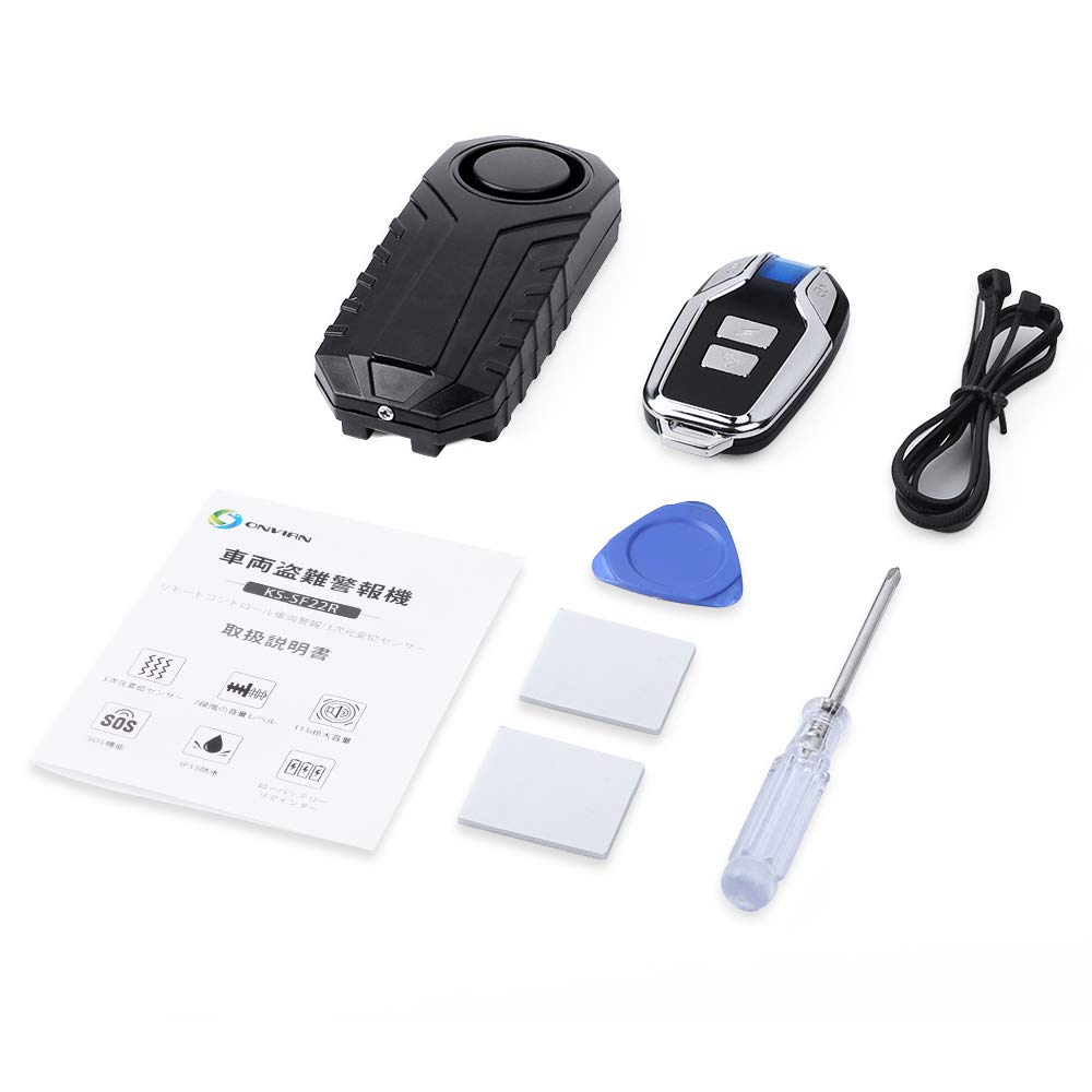 ONVIAN Wireless Bike Alarm with Remote - 113dB Waterproof Anti-Theft Security Alarm with Vibration & Motion Sensor for Bicycle, Motorcycle, Electric Scooter, Moped | Perfect for Outdoor Parking, Commuting & Travel Protection