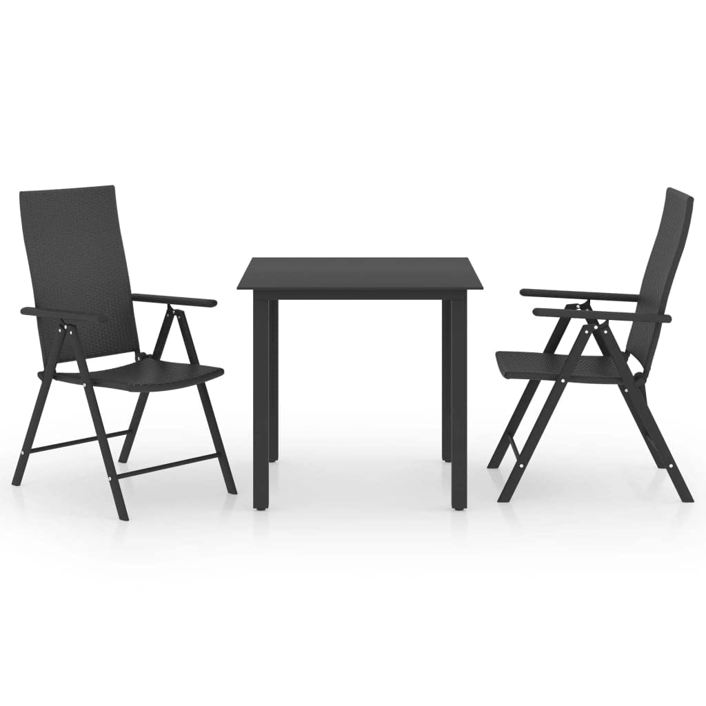 Weather-Resistant 3-Piece PE Rattan Patio Dining Set with Adjustable Backrest Chairs & Aluminum Glass Table - Lightweight Sturdy Outdoor Furniture for Garden, Patio, Terrace - Perfect for BBQs, Poolside Relaxation & Summer Entertaining