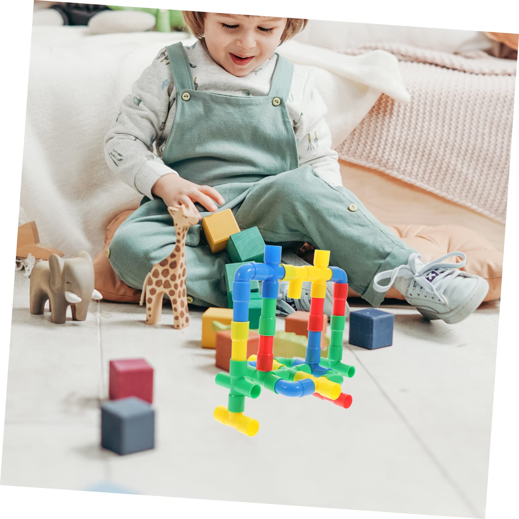 HONMEET Kids Construction Pipe Toy Set - 100 Pcs Sensory Tube Building Toys for Toddlers, STEM Learning & Water Play - Perfect for Preschool Classroom, Birthday Gifts & Indoor/Outdoor Playtime
