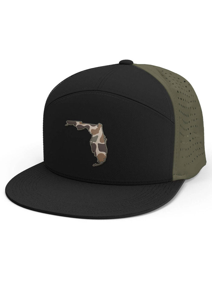FloGrown FGH 326 Florida Flag Performance Hat - Camo Black for Outdoor Sports & Casual Wear