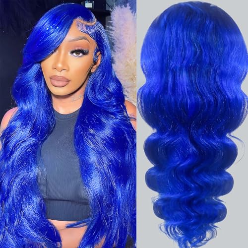 Blue Wig Human Hair