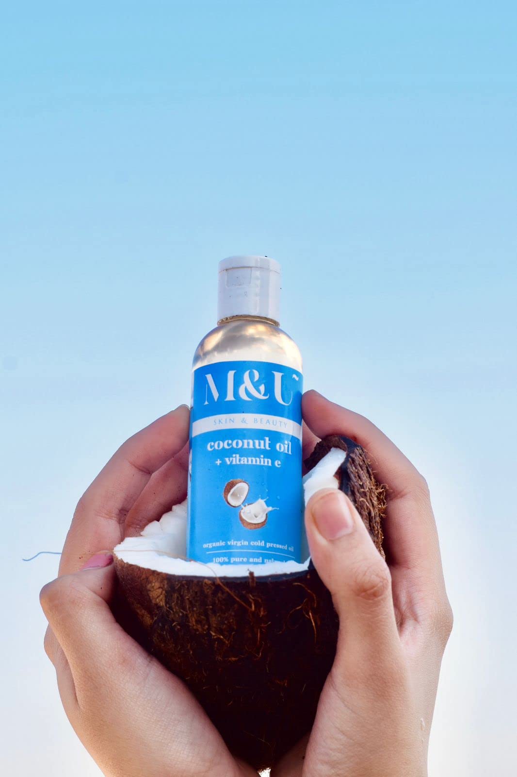 Pure Organic Virgin Coconut & Vitamin E Oil for Hair Growth & Skin Care - 100% Cold Pressed, Natural Moisturizer for Dry Hair & Face - 100ml | Perfect for Daily Hair Treatment & Massage Therapy