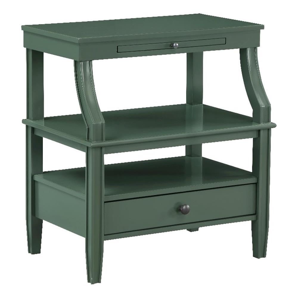 Vintage Green Wood Nightstand with 1 Drawer - Classic Bedside Storage for Bedroom, Living Room & Office - Perfect for Books, Lamps & Bedside Essentials