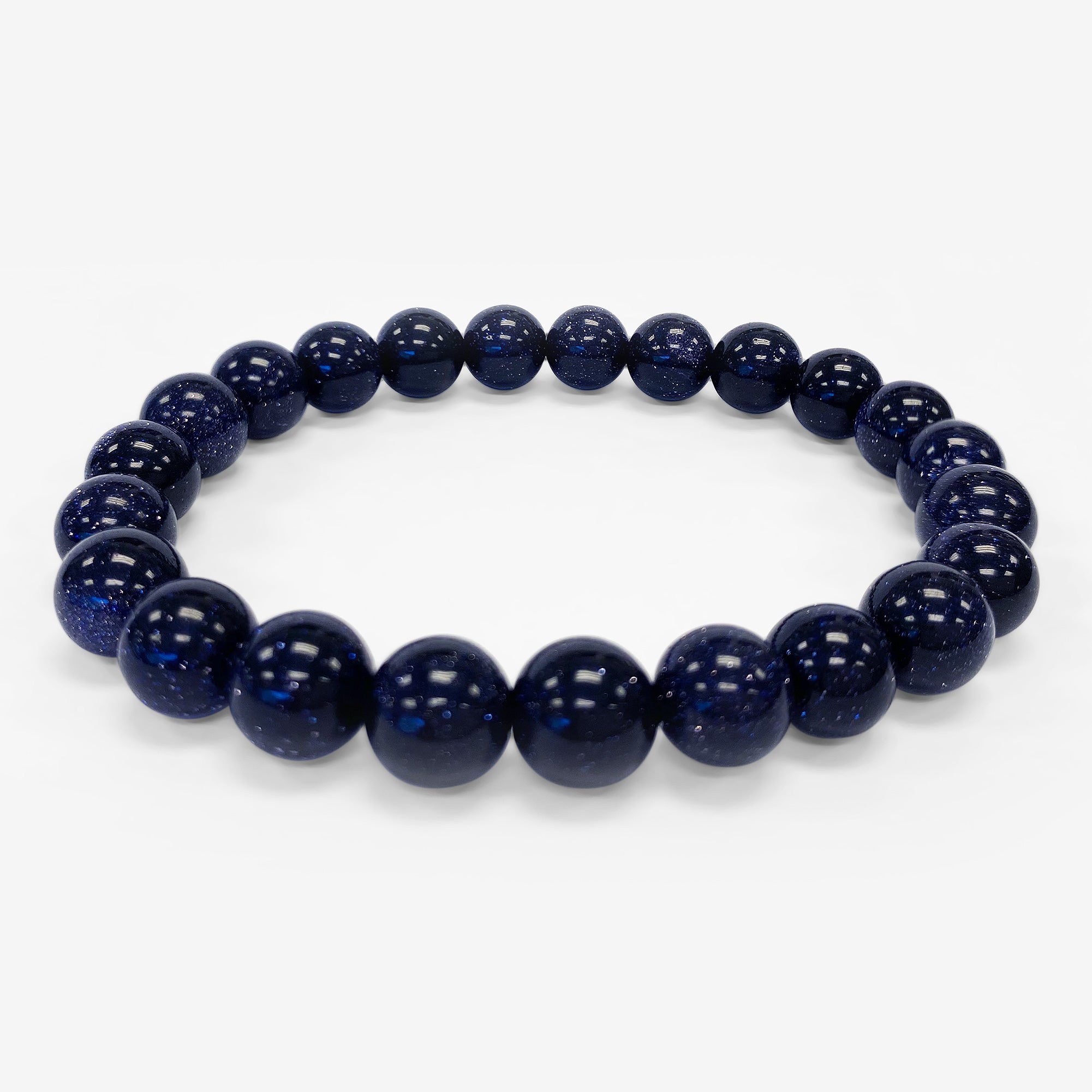 8mm Blue Goldstone Gemstone Round Beads - Handmade Stretch Bracelet for Men & Women - Perfect for Yoga, Meditation, and Boho Fashion Accessories