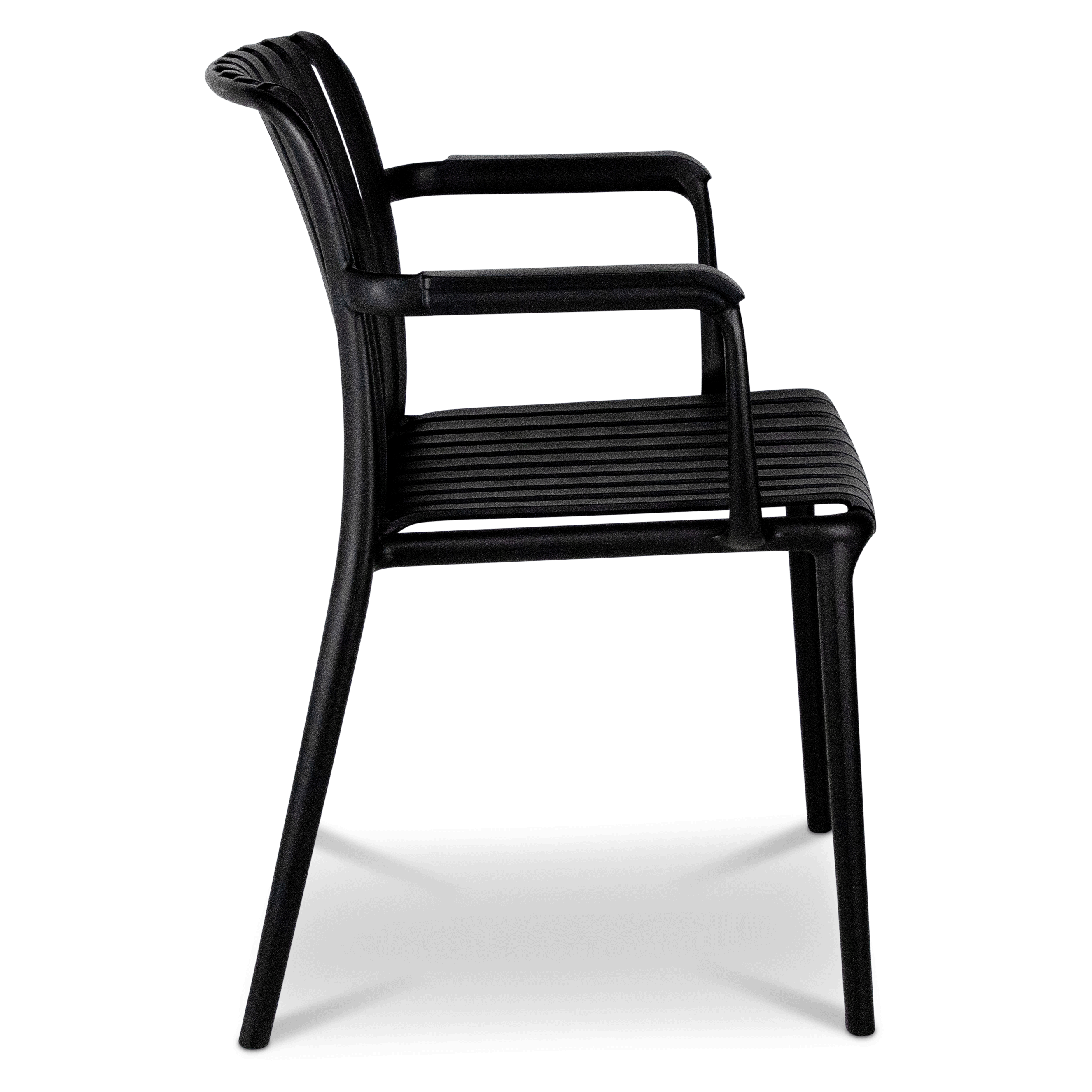 Premium UV-Resistant Polypropylene Dining Chair with Arms - Midnight Black - Indoor & Outdoor Use for Patio, Garden, and Restaurant Settings