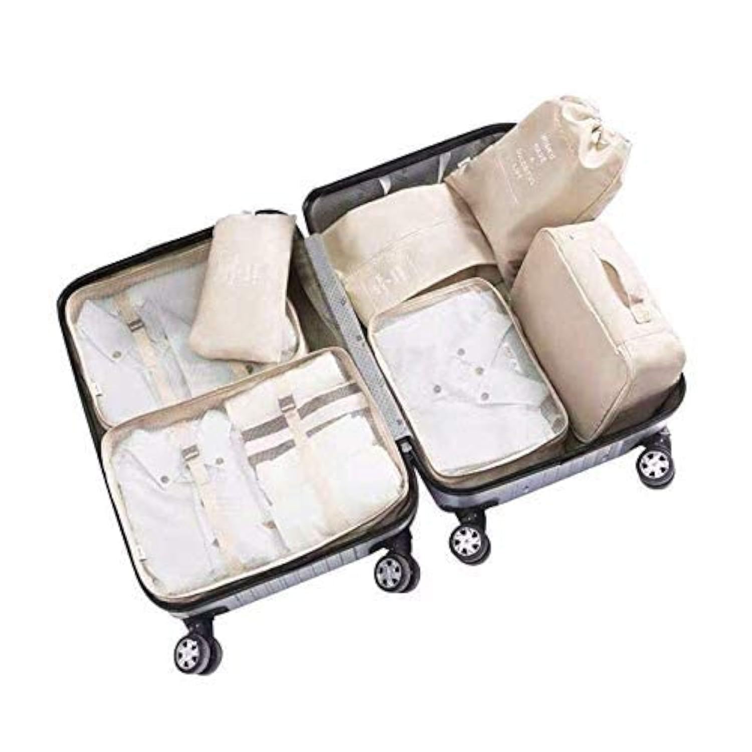 Adwaita 6-Piece Packing Cubes Set - Premium Travel Luggage Organizers for Suitcases & Backpacks (Ivory) | Perfect for Business Trips, Vacations & Weekend Getaways