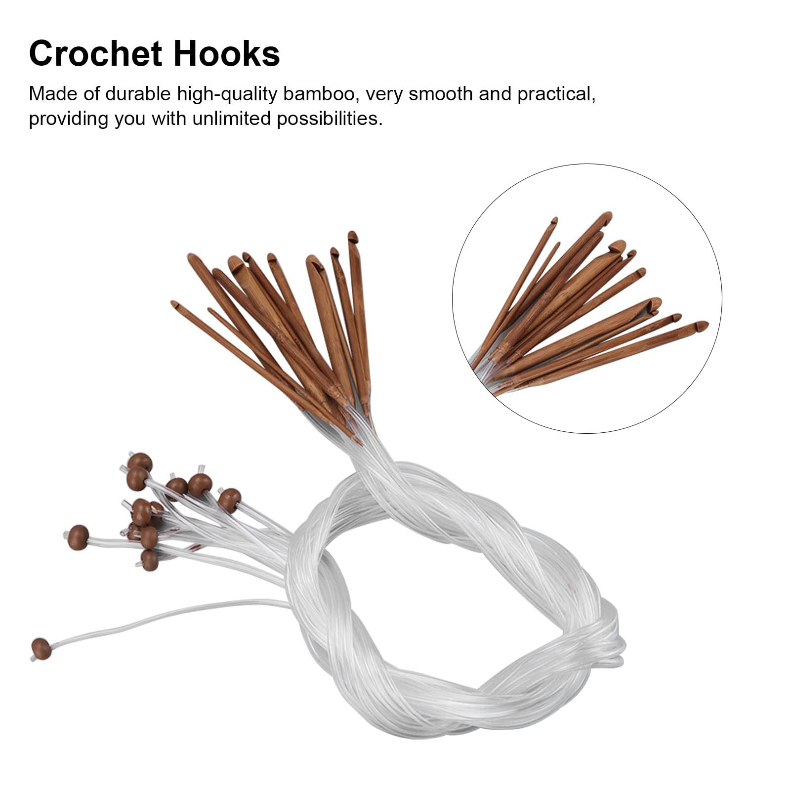 Premium Carbonized Bamboo Crochet Hook Set - Ergonomic Knitting Needles for Sofa Cushions, Shawls, Carpets & DIY Crafts | Perfect for Beginners & Professional Weaving Projects