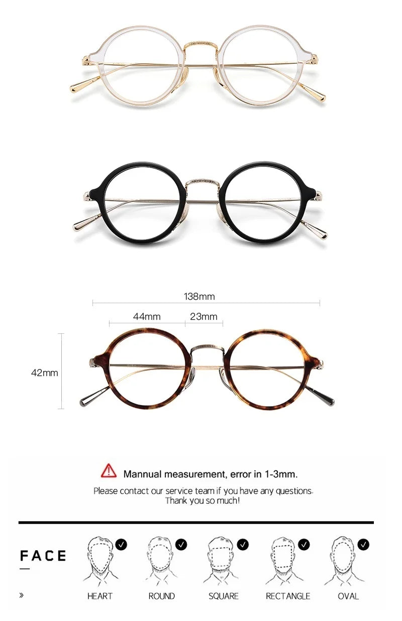 Aimee Unisex Full Rim Round Titanium Acetate Eyeglasses 1121110 - Lightweight & Durable Eyewear for Men & Women - Perfect for Reading, Work & Everyday Use
