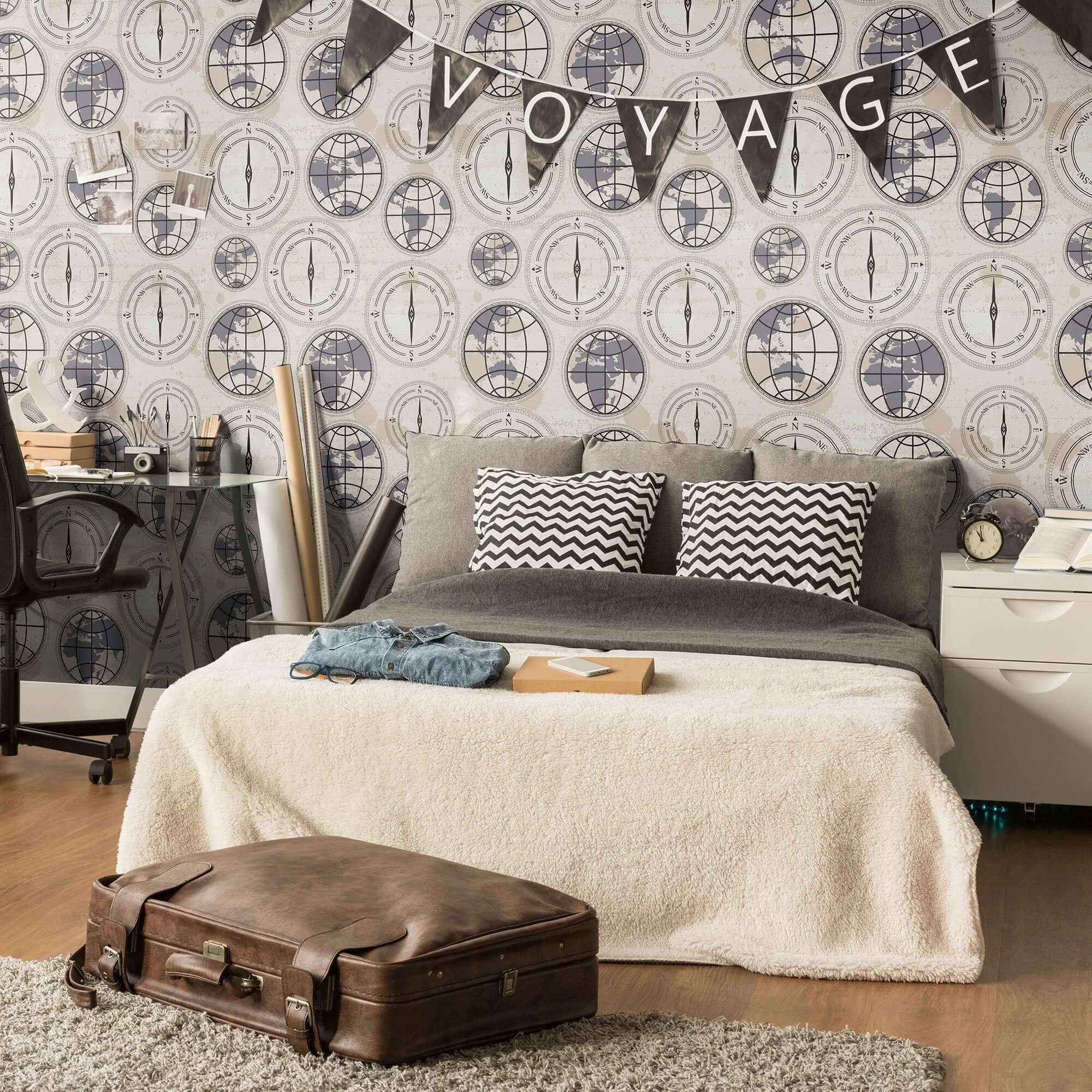 Grey and Beige Peel & Stick Removable Wallpaper - Self-Adhesive Decorative Wall Covering for Bedroom, Living Room, Office & Nursery - Easy to Install & Remove - Pattern 3503