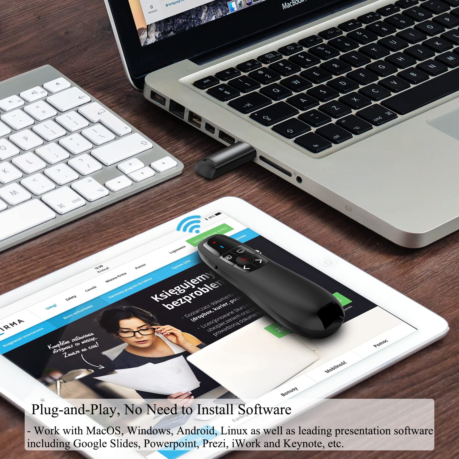 Wireless PowerPoint Presentation Clicker - USB Remote Presenter Pointer for Teachers, MacBook & Classroom Use | Slide Advancer for Laptops, Meetings & Online Presentations