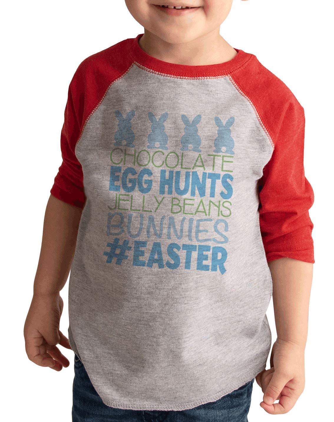 Happy Easter Red Raglan Baby Boy's Outfit - Cute Easter Bunny Themed Romper for Infants & Toddlers - Perfect for Easter Sunday, Family Photos & Spring Celebrations