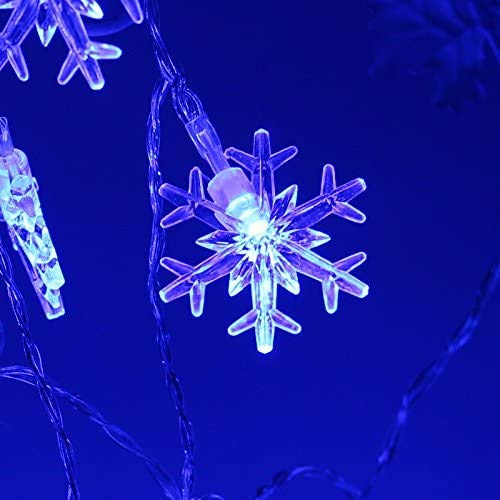 40 LED Snowflake String Lights - 19ft Waterproof Outdoor & Indoor Christmas Decorative Lights for Holiday, Party, Wedding, Garden, and Home Decor (Blue)