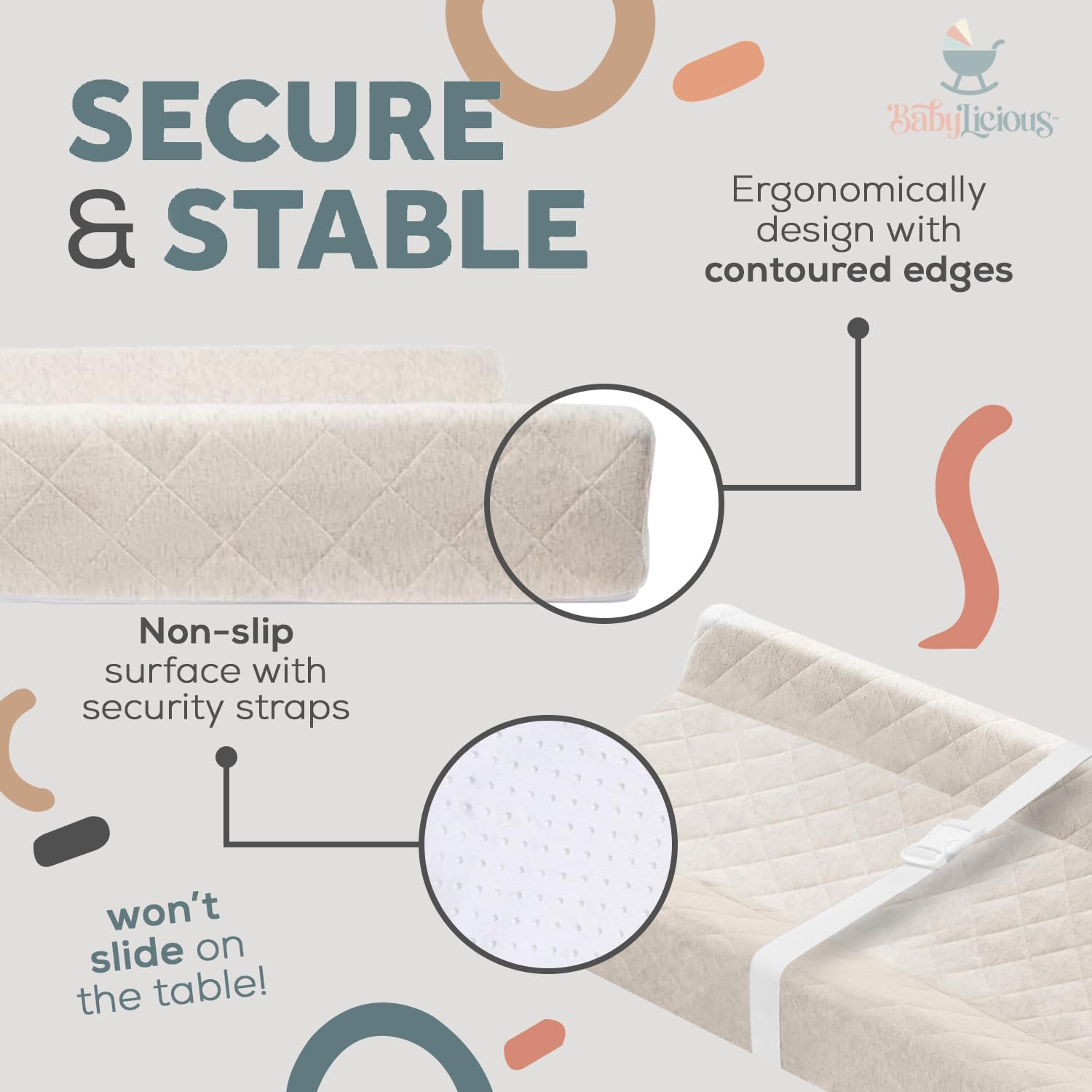 Organic Cotton Baby Changing Pad - Soft, Breathable & Waterproof Diaper Changing Mat with Non-Slip Backing | Removable Washable Cover | Standard Size for Nursery Dresser - Perfect for Home, Daycare & Travel Use